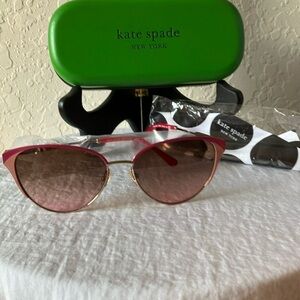 Kate Spade: Pink/Gold Tone Wire IANNA Cat Eye Sunglasses